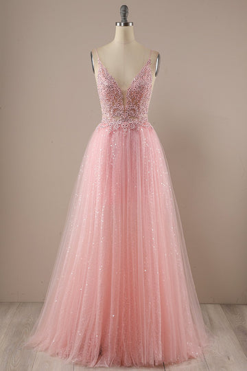 Pink lang prom fest kjole